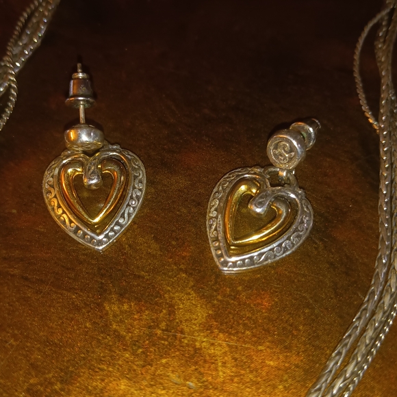 Elegant Silver and Gold Heart Jewelry Set